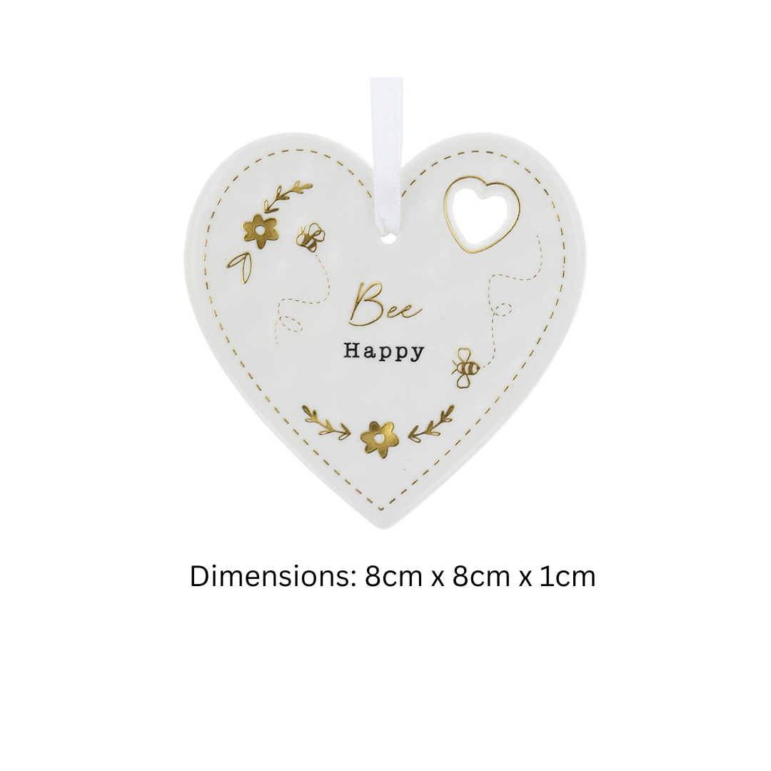 Bee Happy Mug Plaque Socks Treat Box Gift Hamper - hanging plaque