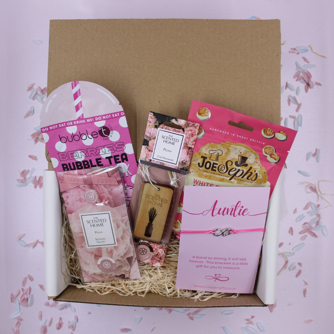 Auntie Pink Infinity Heart Treat Box - Home Fragrance & Popcorn Sweet Treat