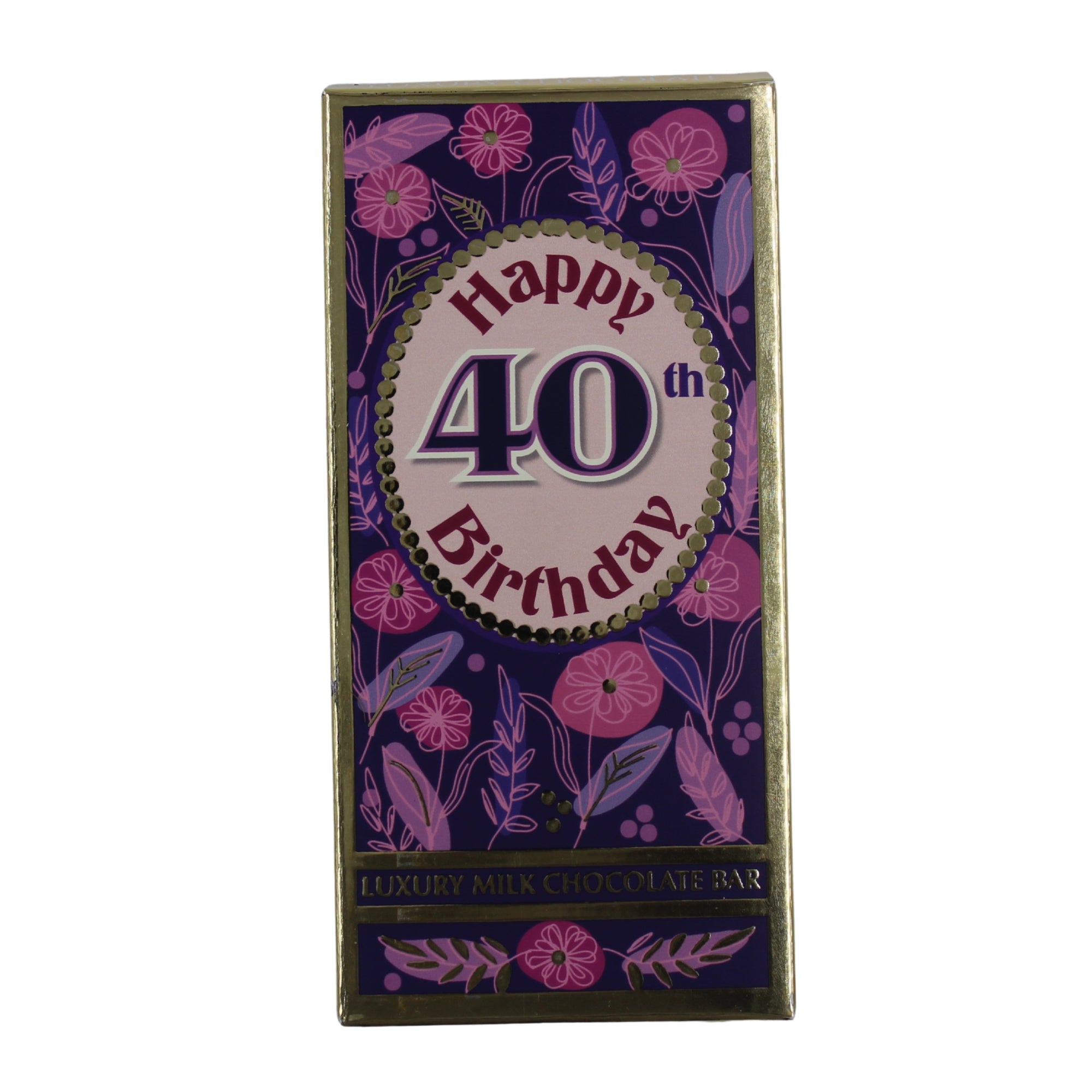 Luxury Milk Chocolate Greetings Bar - 40th Birthday Flowers