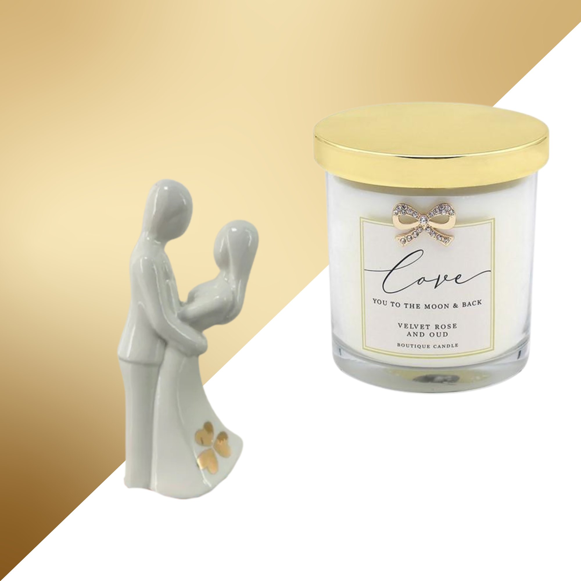 White & Gold Wedding Anniversary Gift Box Treat Box