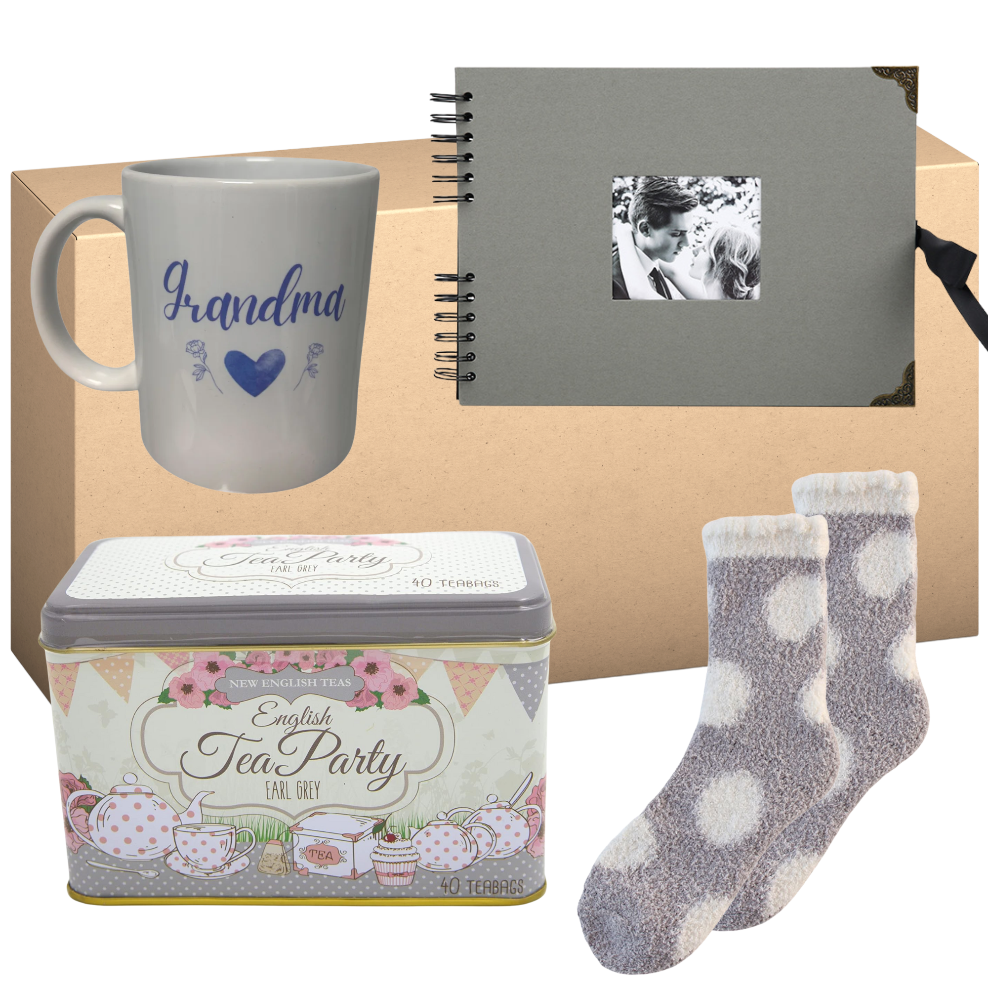 Grandma Cosy Tea Party Grey Gift Set Box