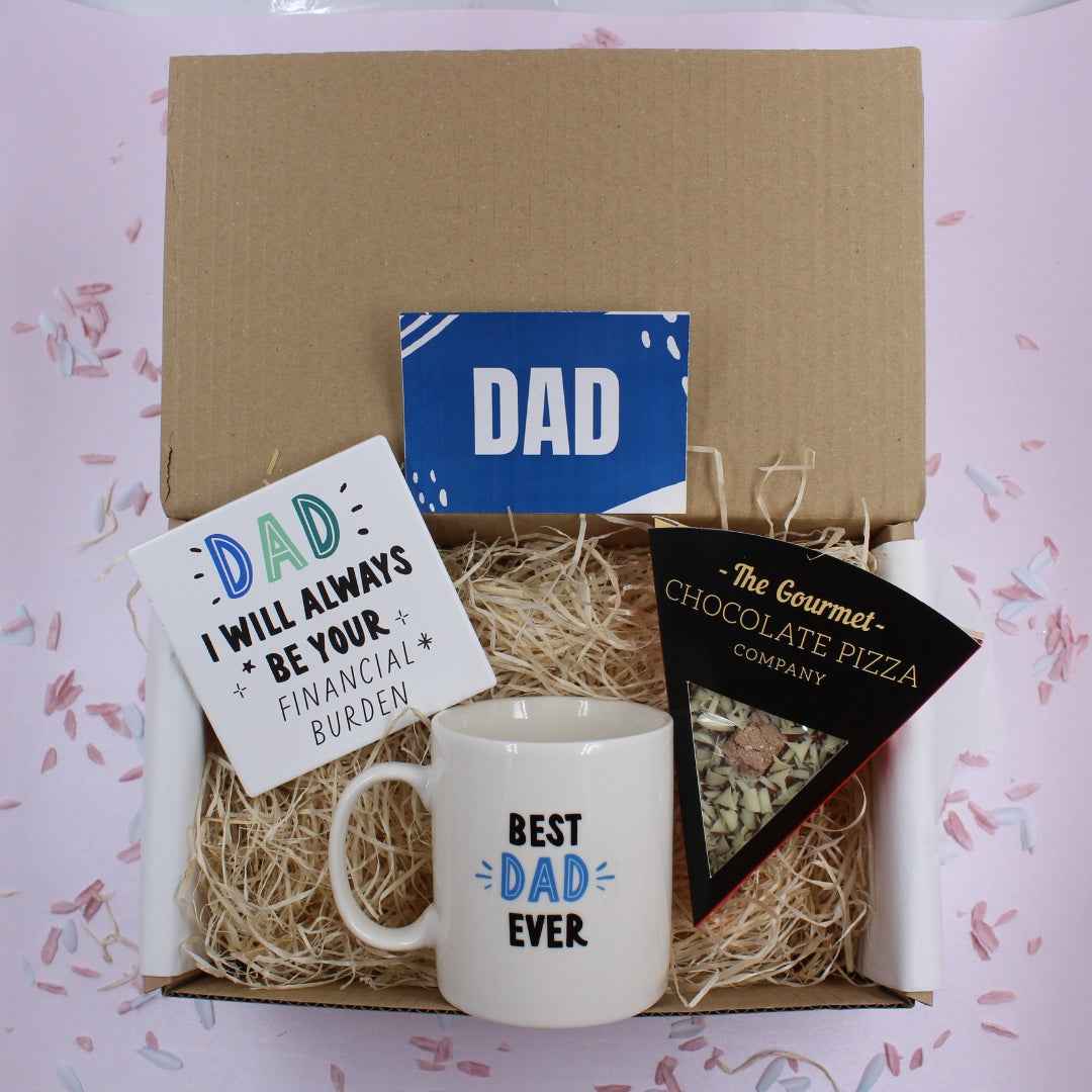 Dad Treat Gift Box - Mug Coaster & Chocolate Pizza