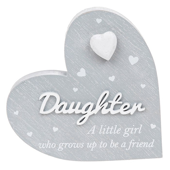 Cherished Hearts Cool Grey Standing Heart Plaque - Various Designs