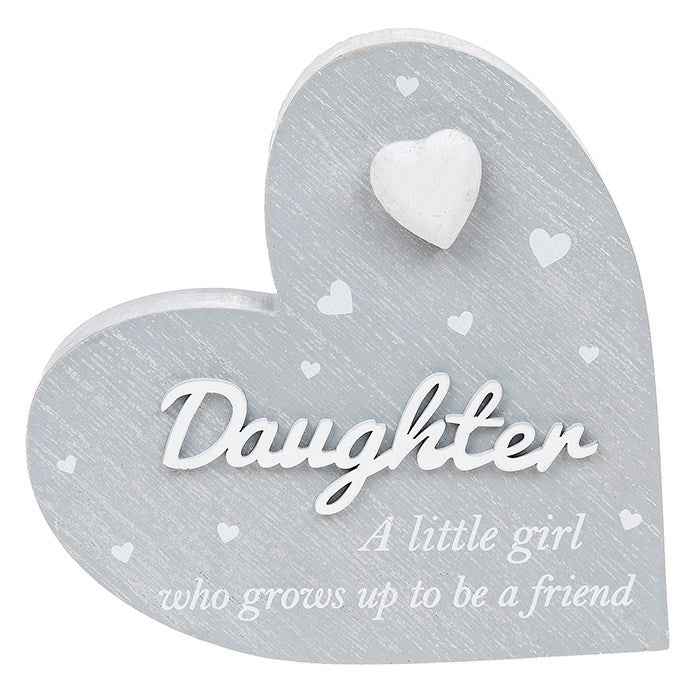 Cherished Hearts Cool Grey Standing Heart Plaque - Various Designs
