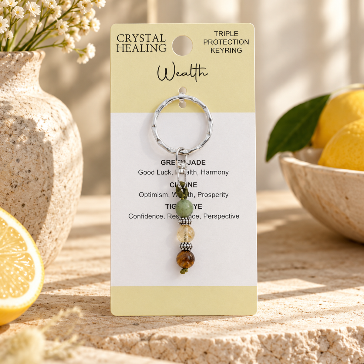 Crystal Healing Wealth Keyring
