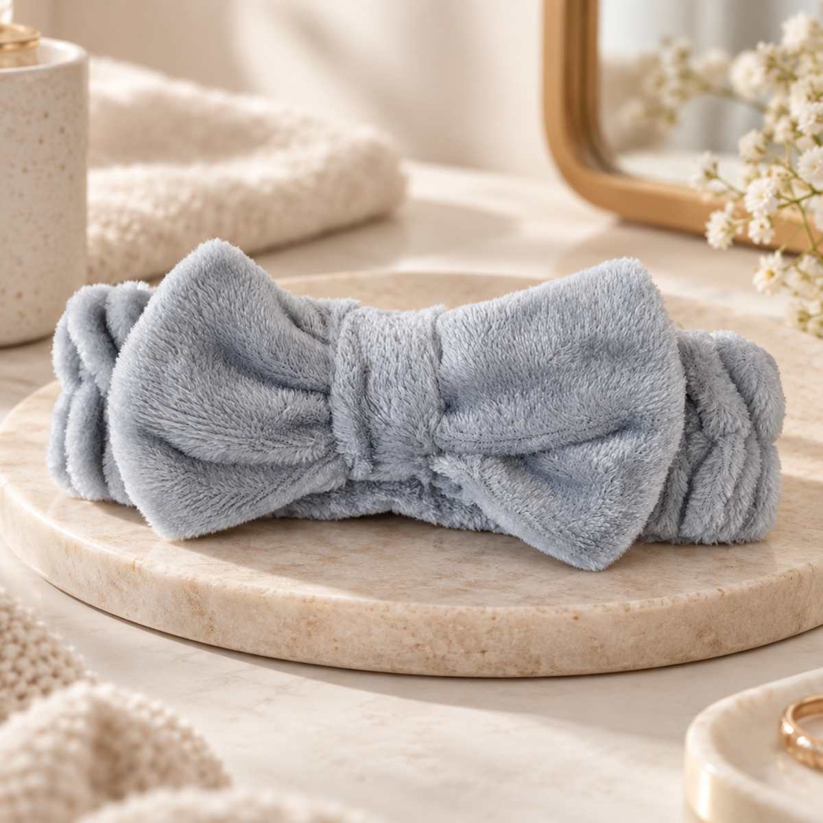 Grey Fluffy Spa Headband