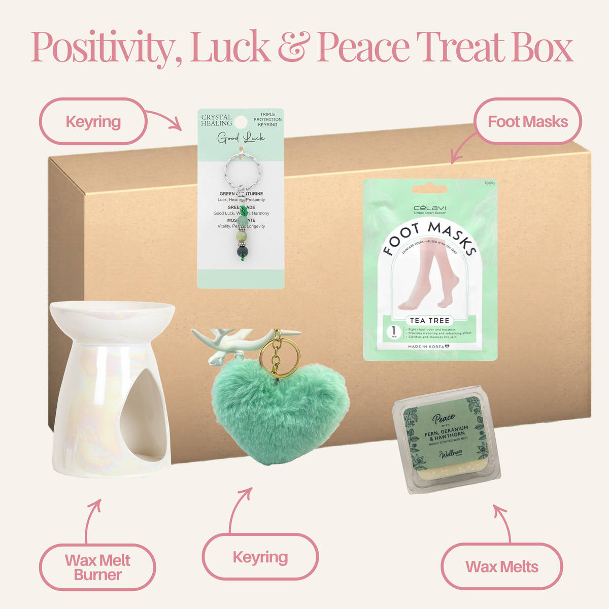 Positivity, Luck & Peace Treat Box - Labelled
