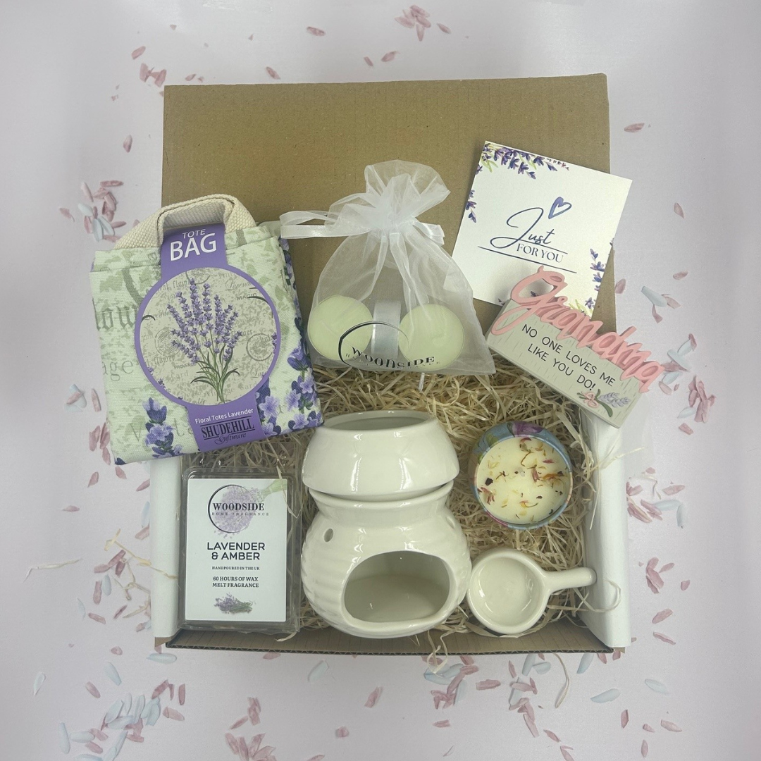 Grandma - Lavender Home Fragrance Candle & Burner Treat Box Hamper