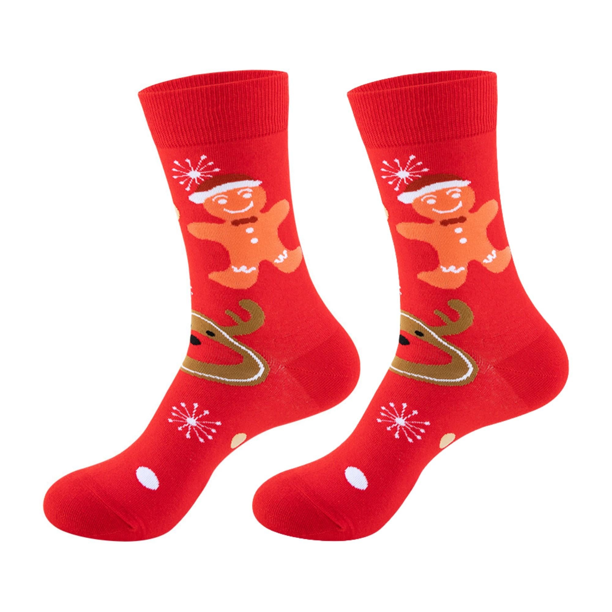 Christmas Socks One Size - Gingerbread Man & Reindeer