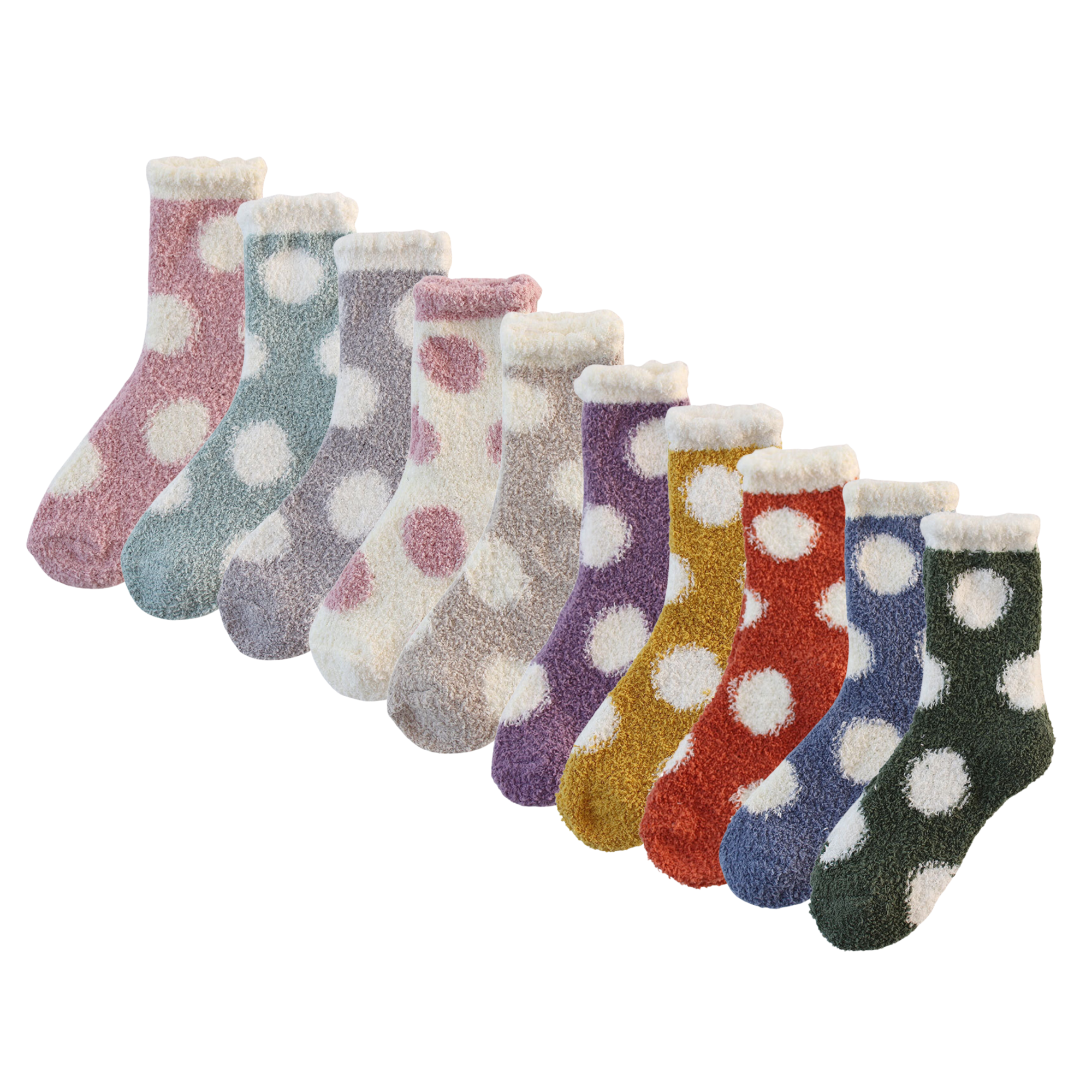 Fluffy Cosy Socks Spots Design One Size - Various Colours