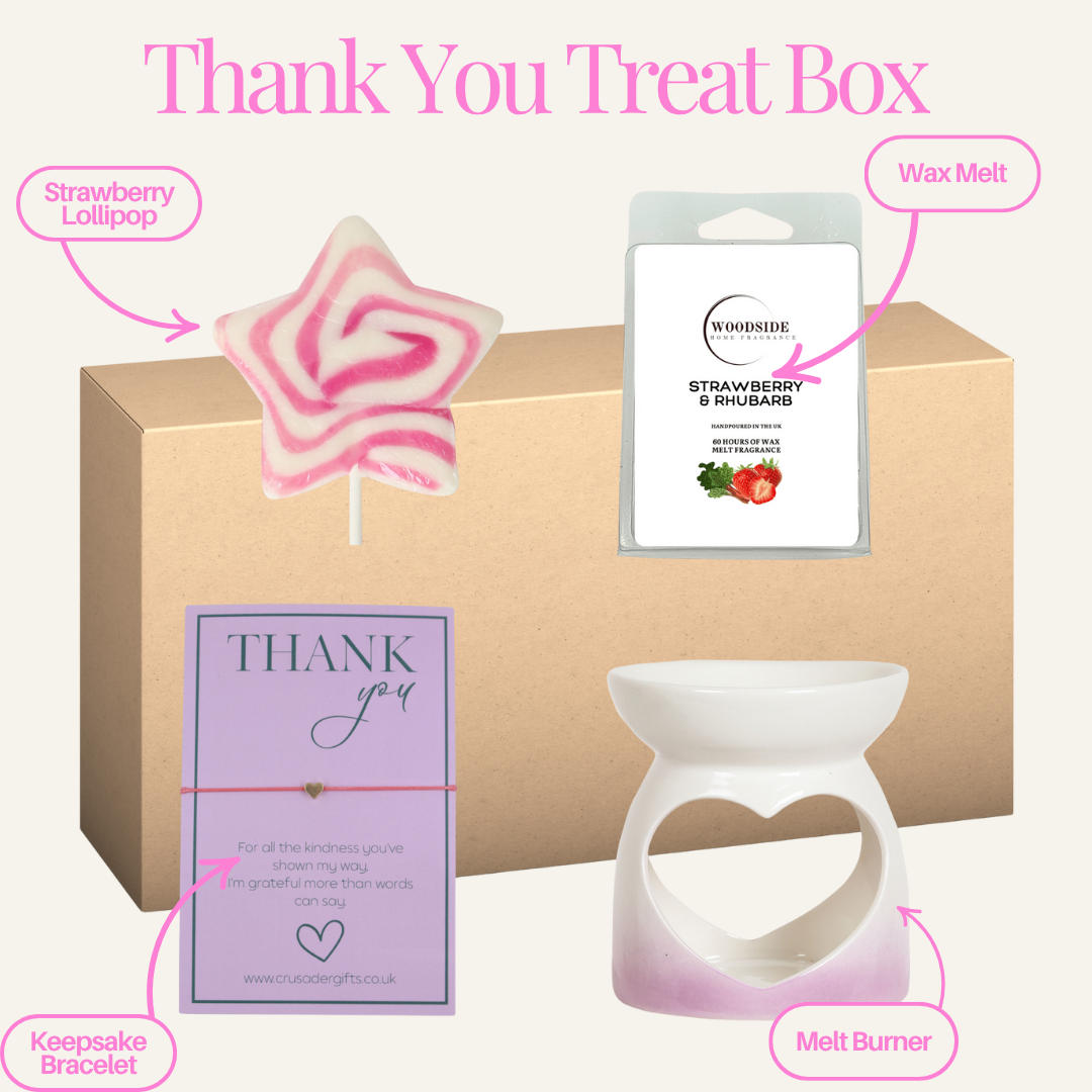 Thank You Pink Home Fragrance Wax Melt Burner Treat Box - Labelled