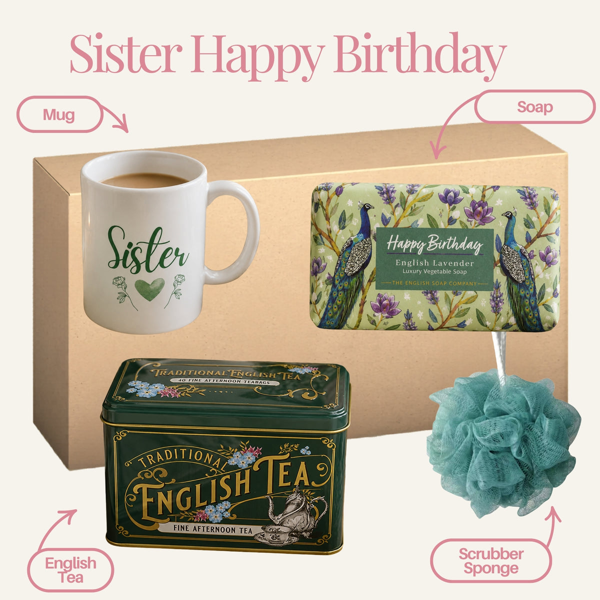 Sister Happy Birthday Gift Set - Mug & Tea Gift Treat Box