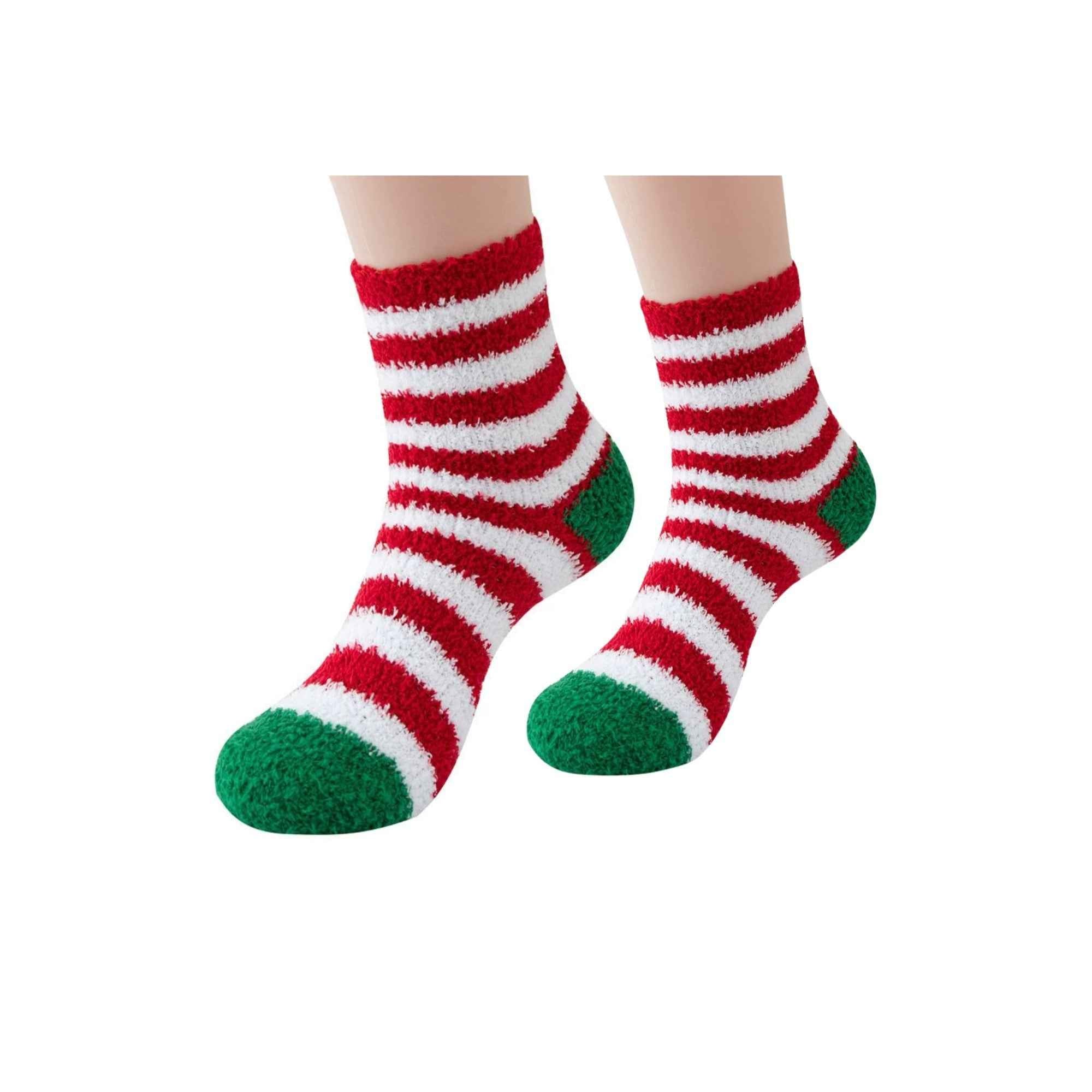 Christmas Socks One Size - Elf Candy Cane Stripe