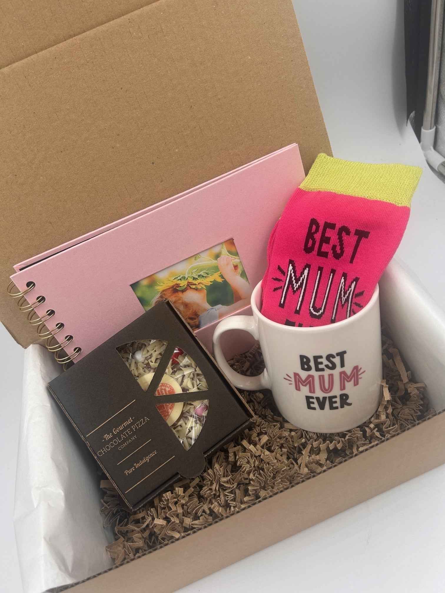 Mum Treat Box - Mug Socks Chocolate Pizza & Photo Album