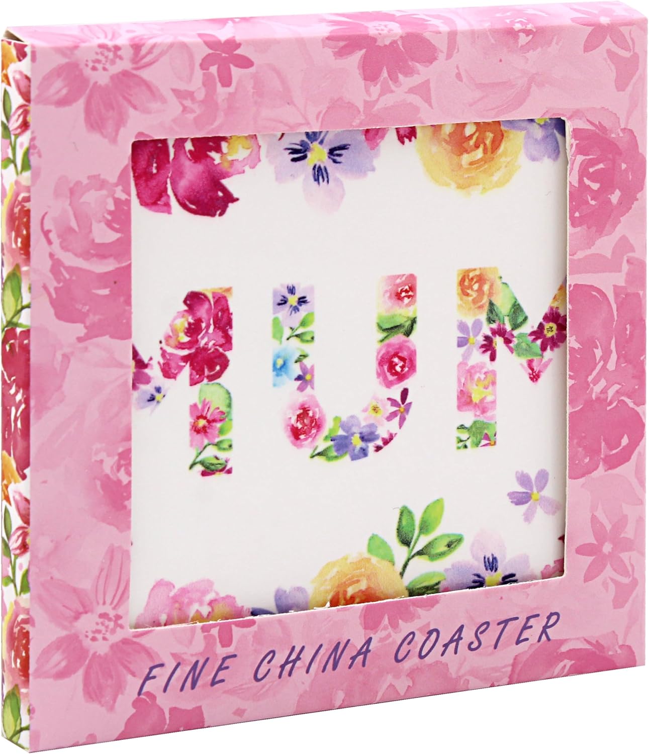 Floral Garland Fine China Coaster - Mum