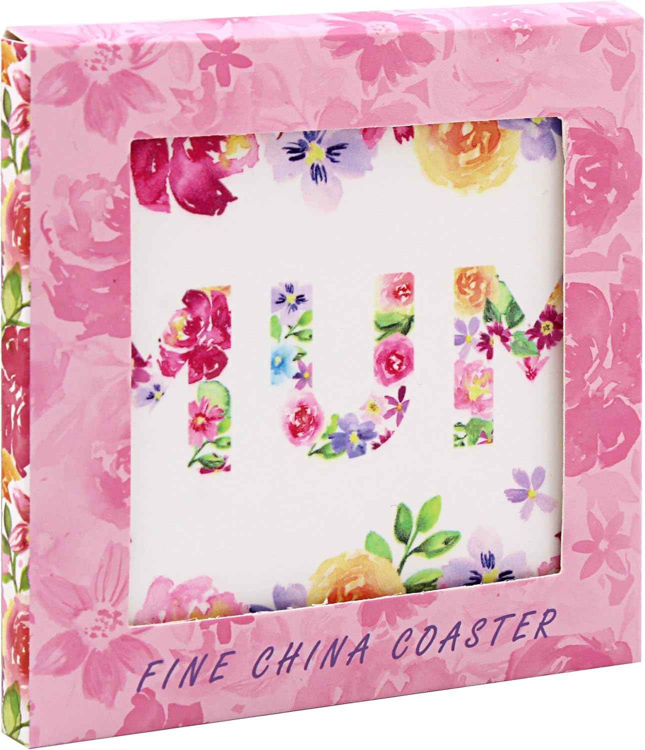 Floral Garland Fine China Coaster - Mum