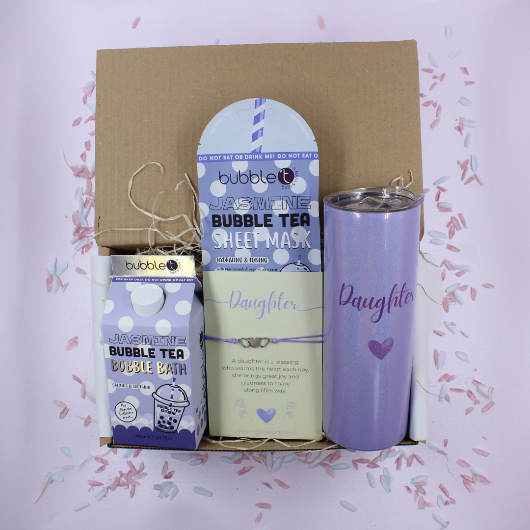 Daughter Purple Drinks Bottle & Pamper Gift Treat Box