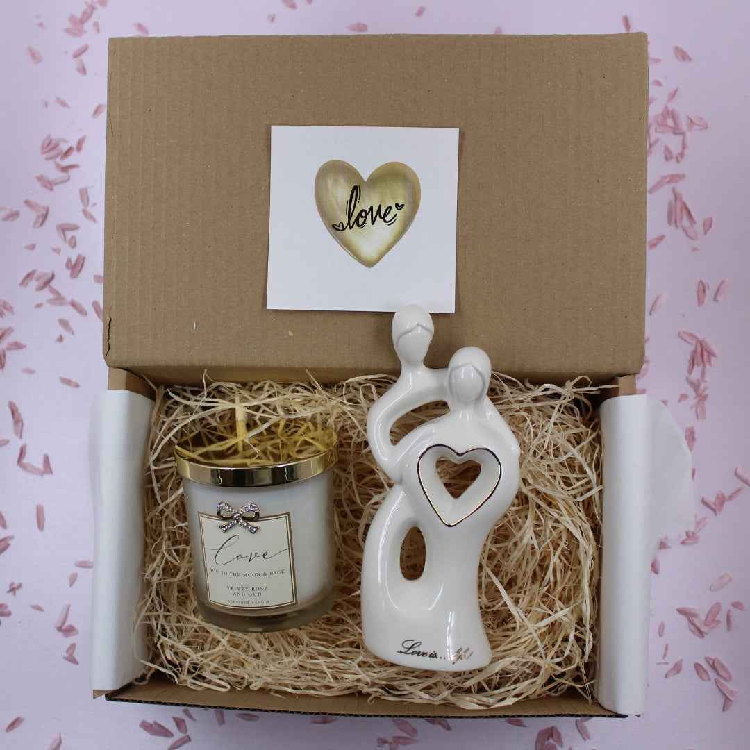 Love White & Gold Wedding Anniversary Gift Box Treat Box
