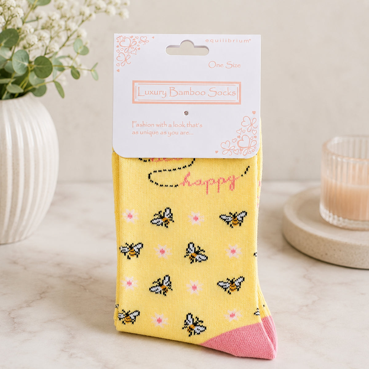 Bee Happy Mug Plaque Socks Treat Box Gift Hamper