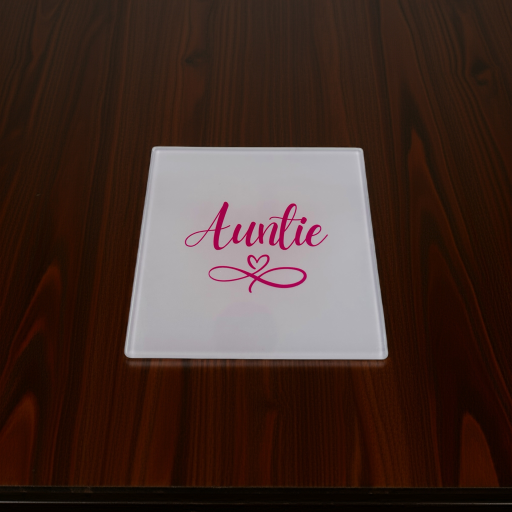 Auntie Pink Infinity Heart - Mug & Coaster Set With Cosy Socks Treat Box - Coaster