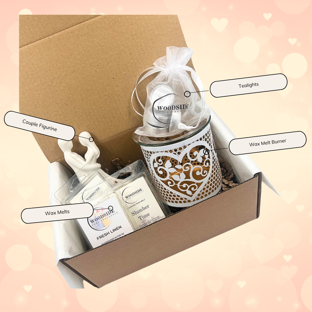 Love White & Gold Wedding Anniversary Fragrance Gift Box Treat Box - Labelled