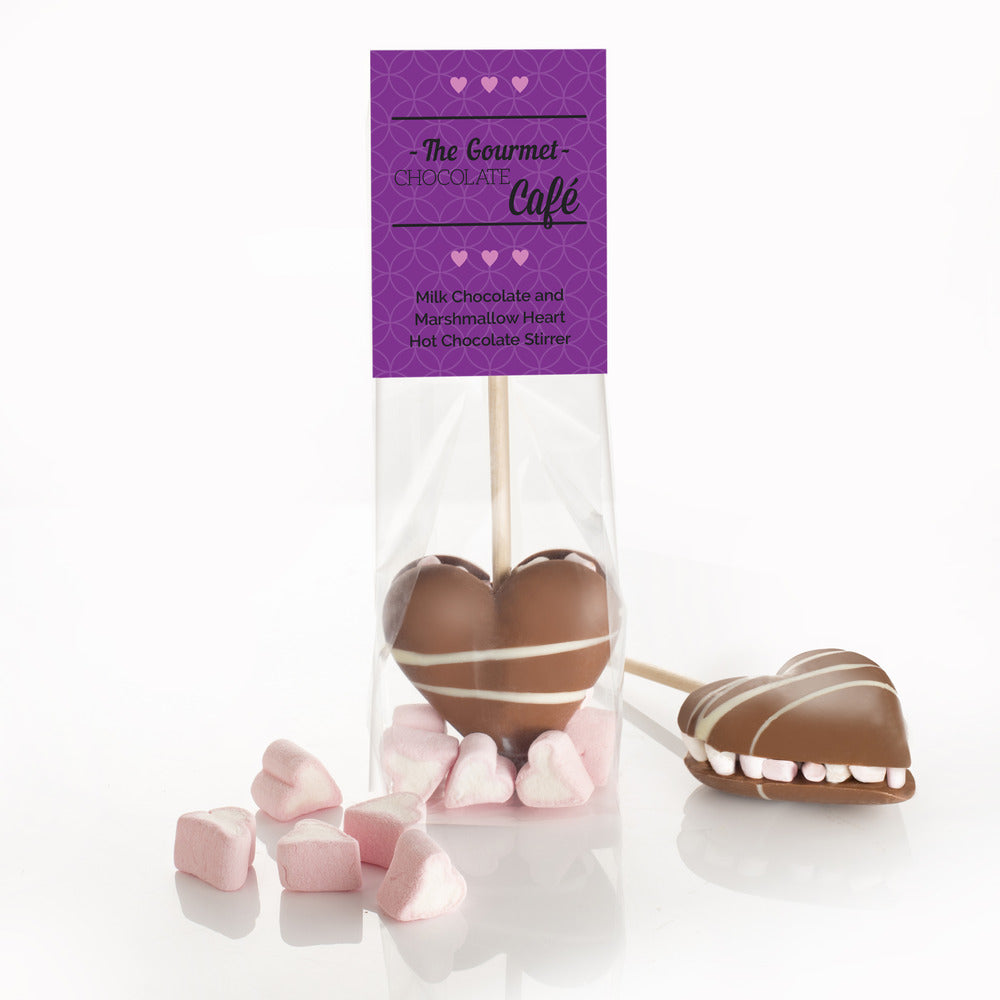 Gourmet Milk Chocolate & Marshmallow Heart Stirring Stick