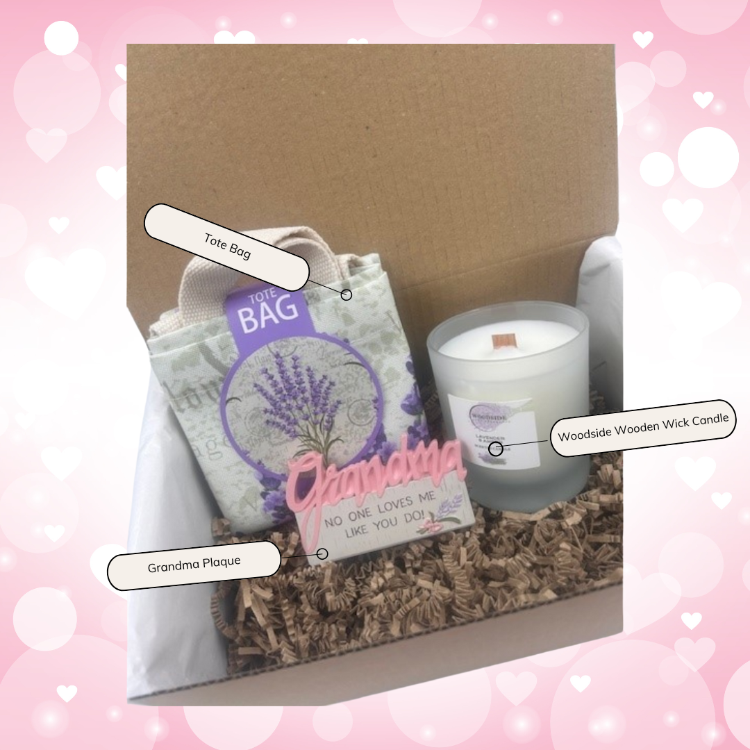 Grandma - Lavender Home Fragrance Candle Treat Box Hamper - Labelled