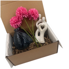 Love is Life Figurine White & Gold - with Blue Vase & Flowers Treat Box Gift Set