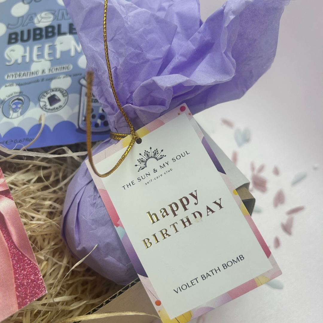 happy birthday gift bath bomb purple 