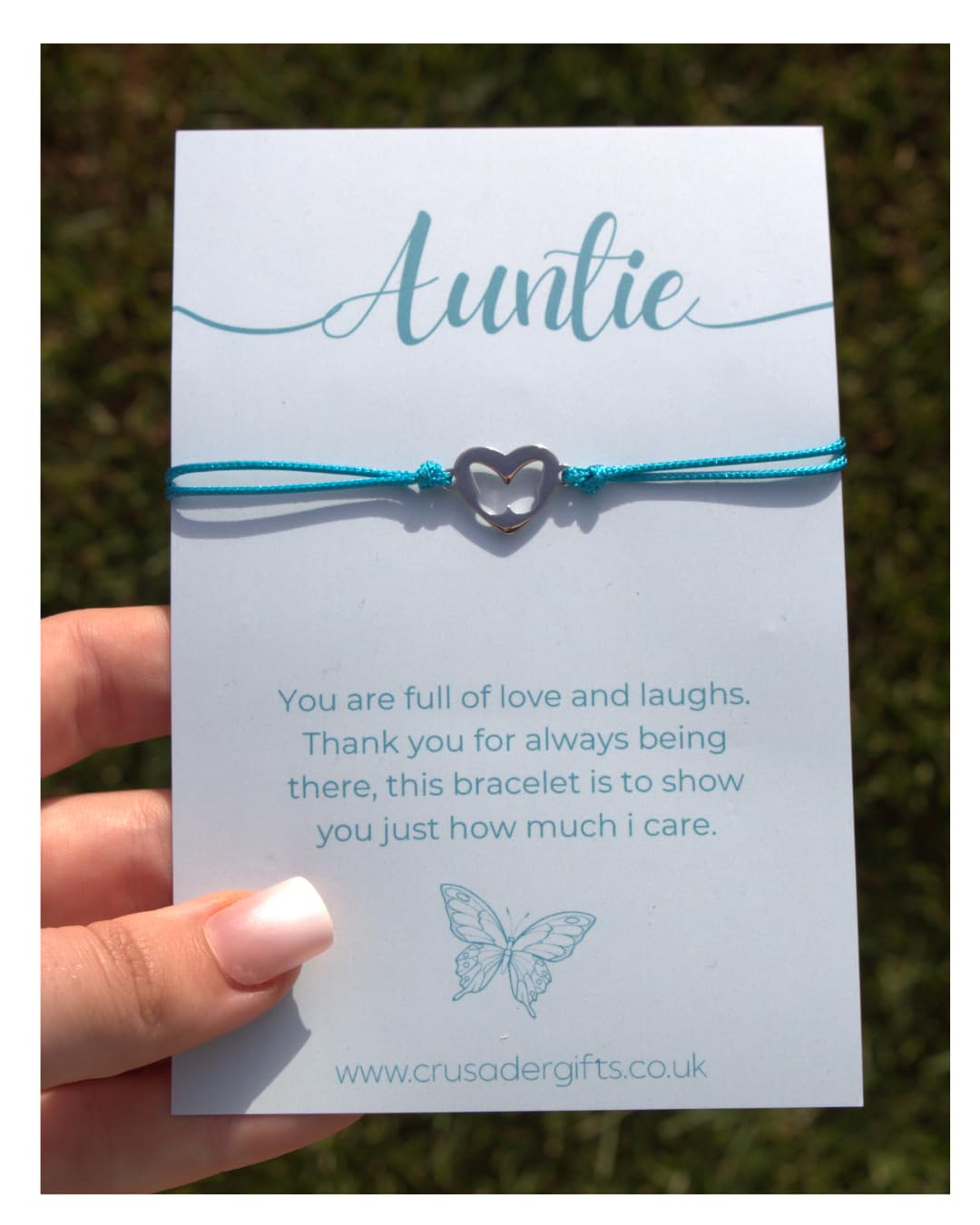 Auntie Butterfly Keepsake Bracelet & Mirror Blue Treat Box - Bracelet
