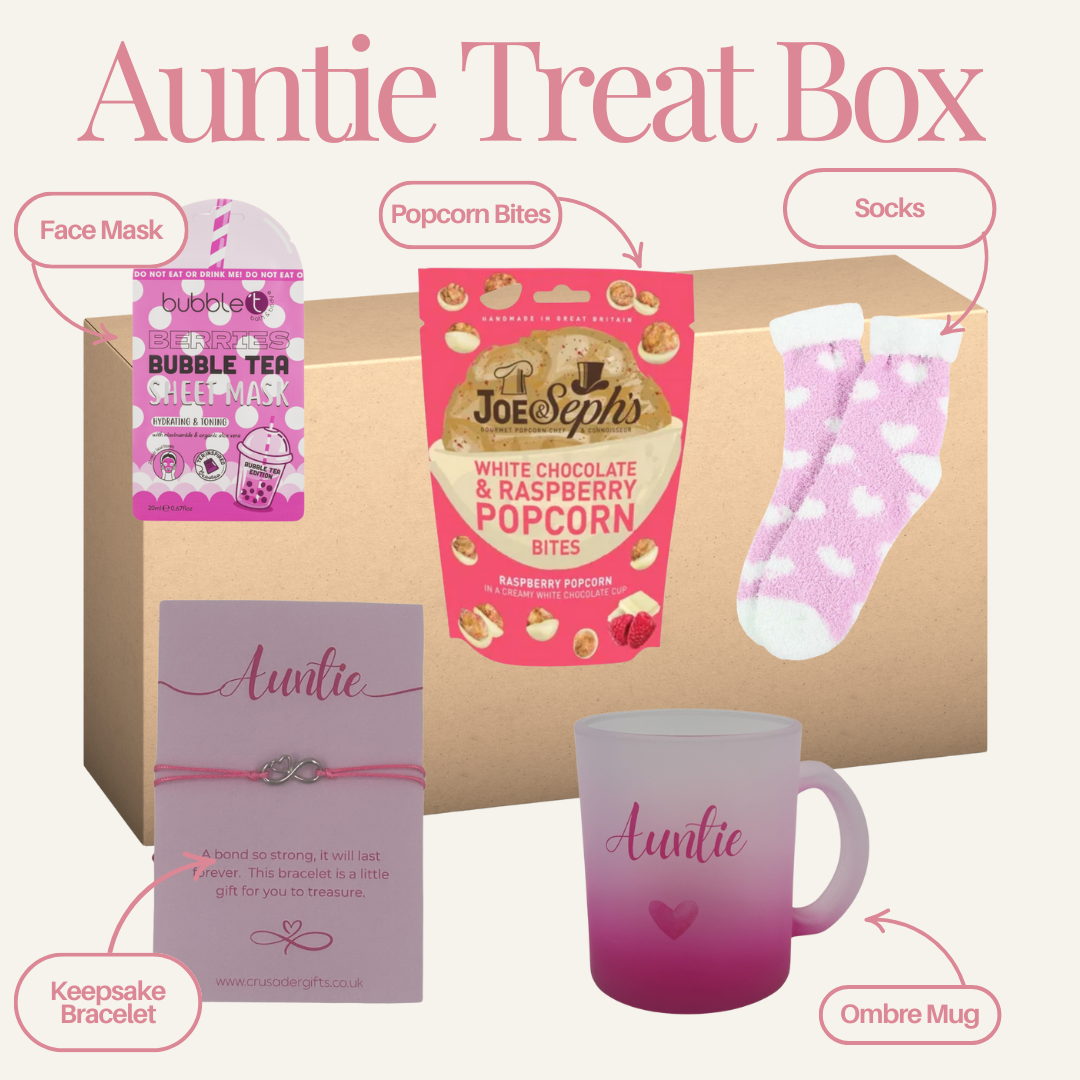 Auntie Pink Infinity Heart Treat Box - Cosy Sweet Treats - Labelled