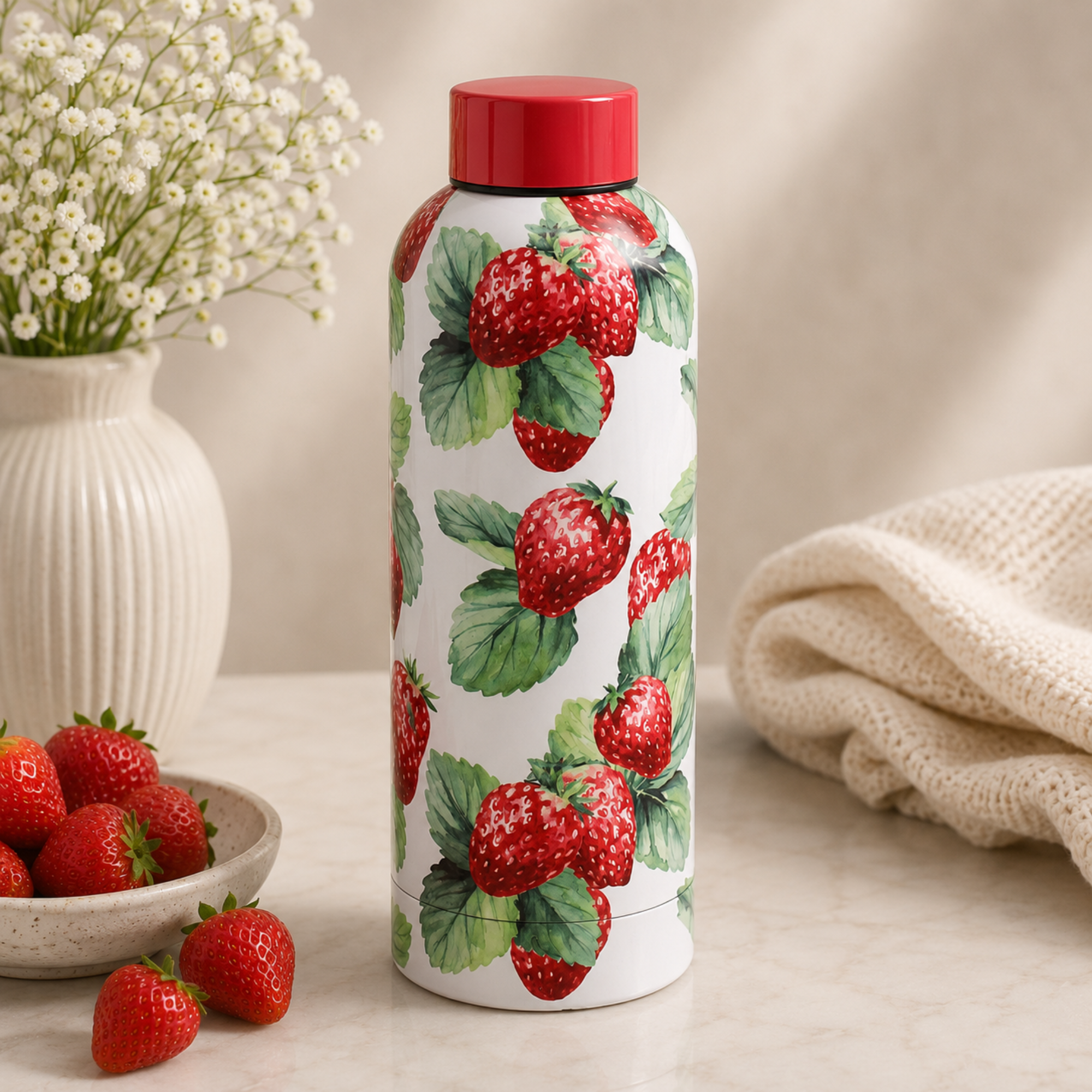 Strawberry Fields Drinks Bottle Selfcare Treat Box