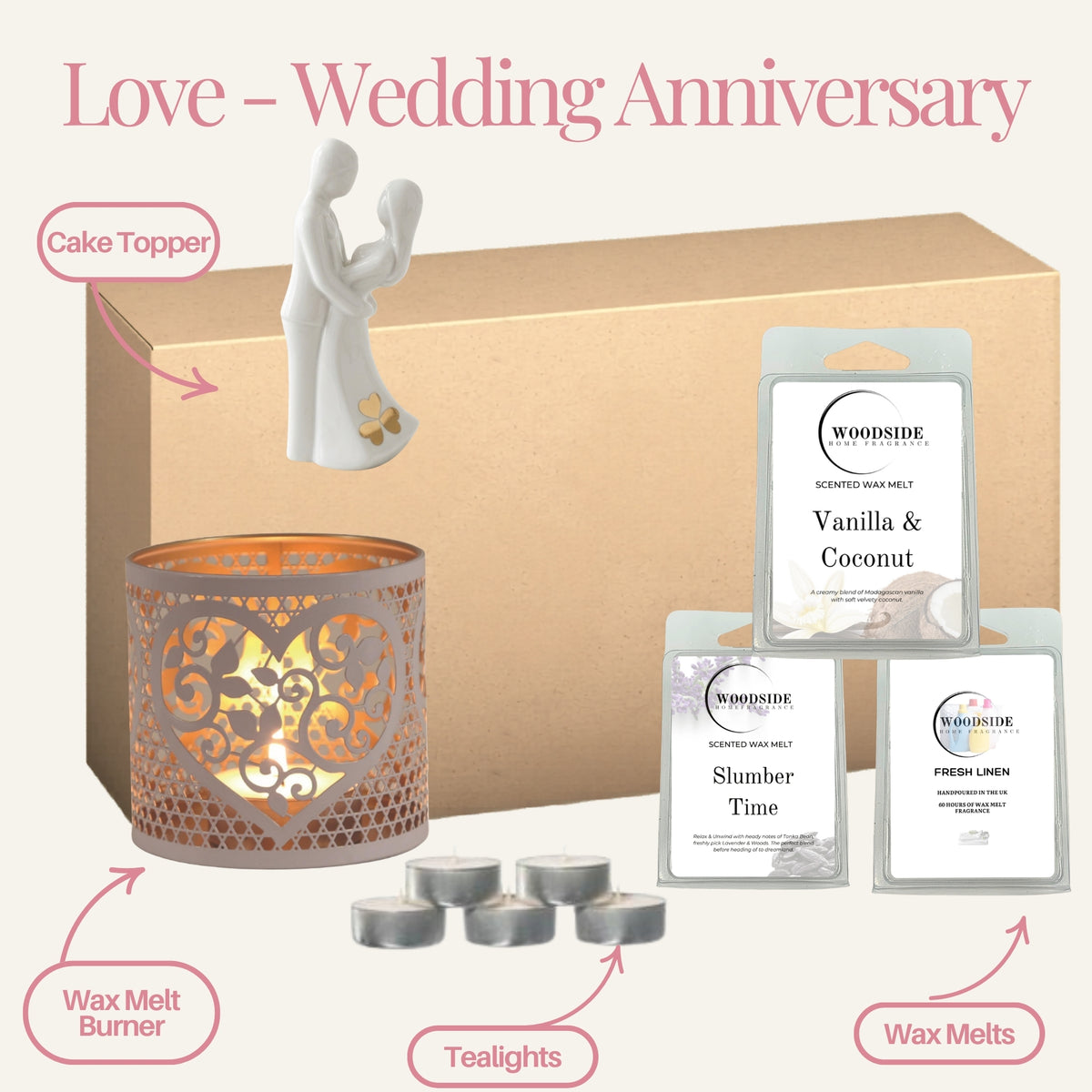 Love White & Gold Wedding Anniversary Fragrance Gift Box Treat Box	