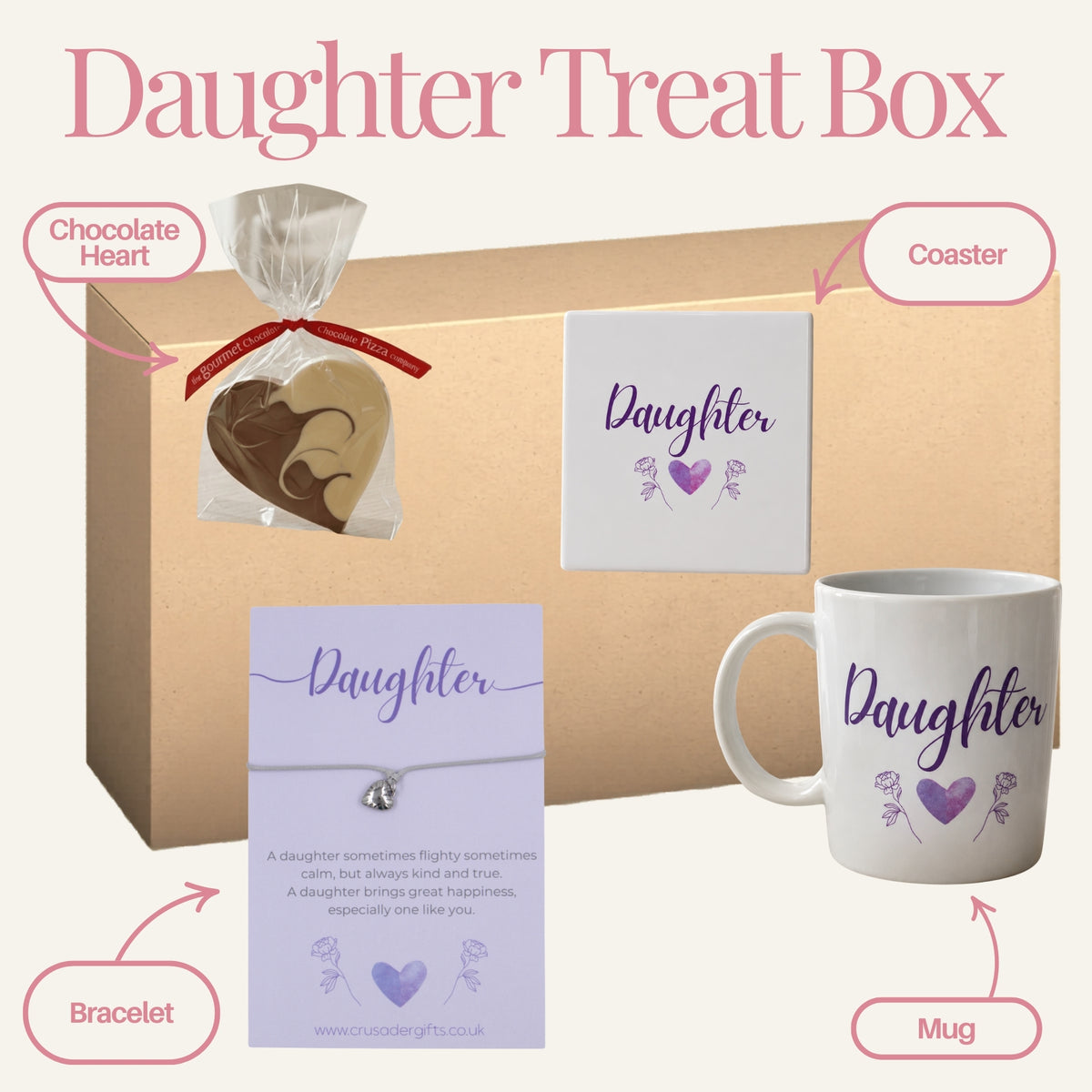 Daughter Purple Heart Tea & Sweet Treat Gift Box