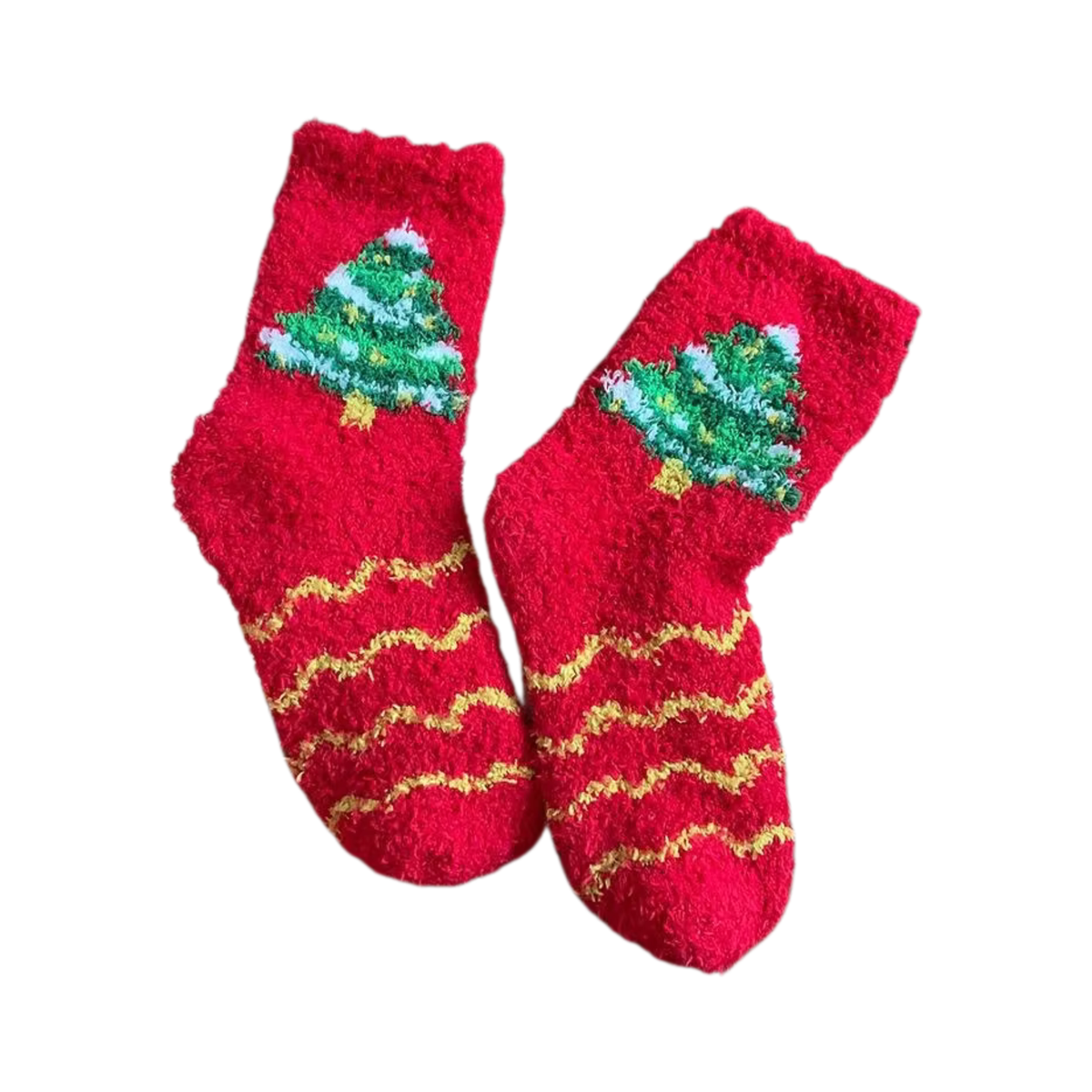 Fluffy Christmas Socks - Christmas Tree