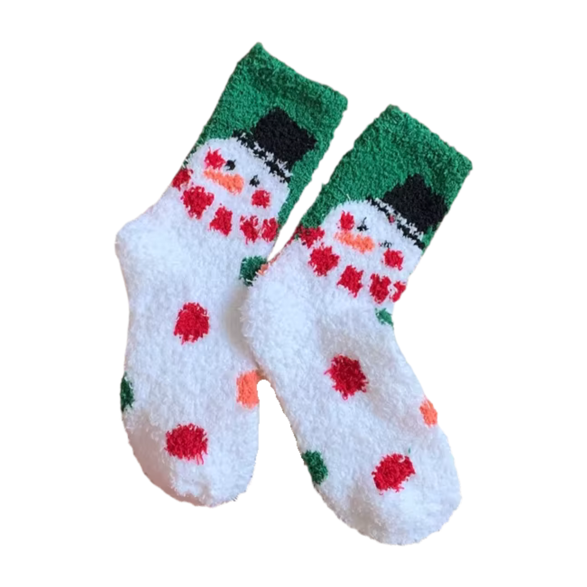 Fluffy Christmas Socks - Snowman