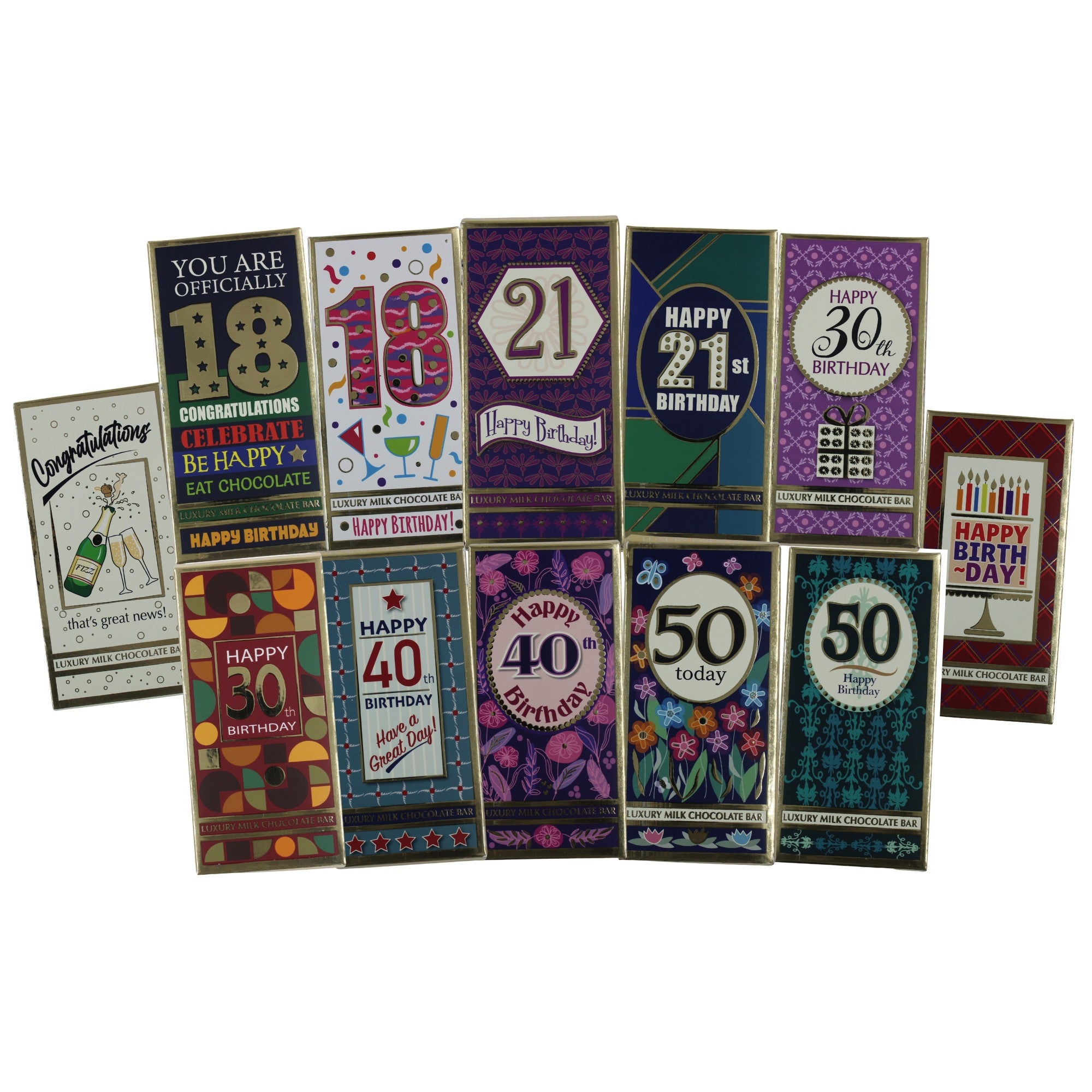 Luxury Milk Chocolate Greetings Bar - Various Birthday Celebrations