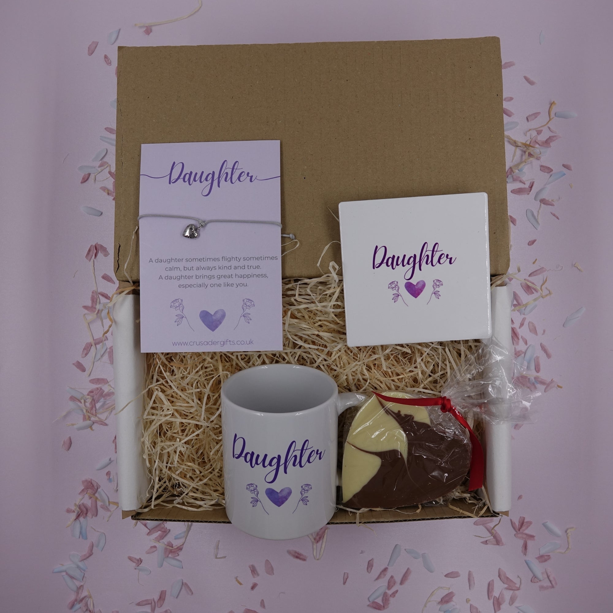 Daughter Purple Heart Tea & Sweet Treat Gift Box