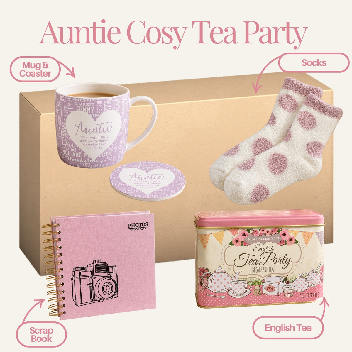 Auntie Cosy Tea Party Gift Treat Box Labelled