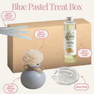 Blue Pastel Reed Diffuser Gift Set With Reeds & Plate - Lime Basil & Mandarin  Fragrance