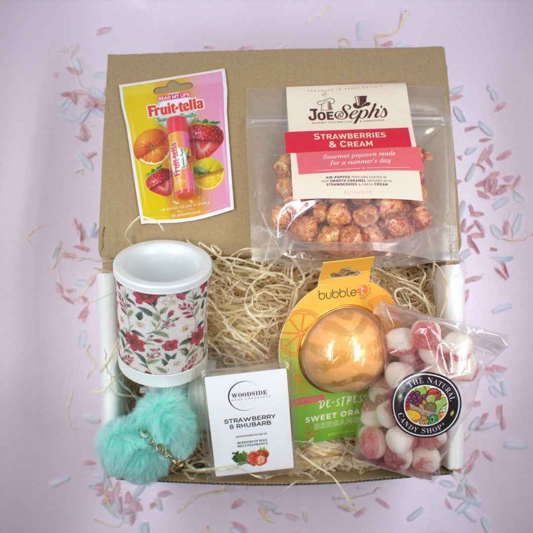 red floral plug in wax melt burner treat box