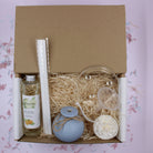 Blue Pastel Reed Diffuser Gift Set With Reeds & Plate - Lime Basil & Mandarin  Fragrance