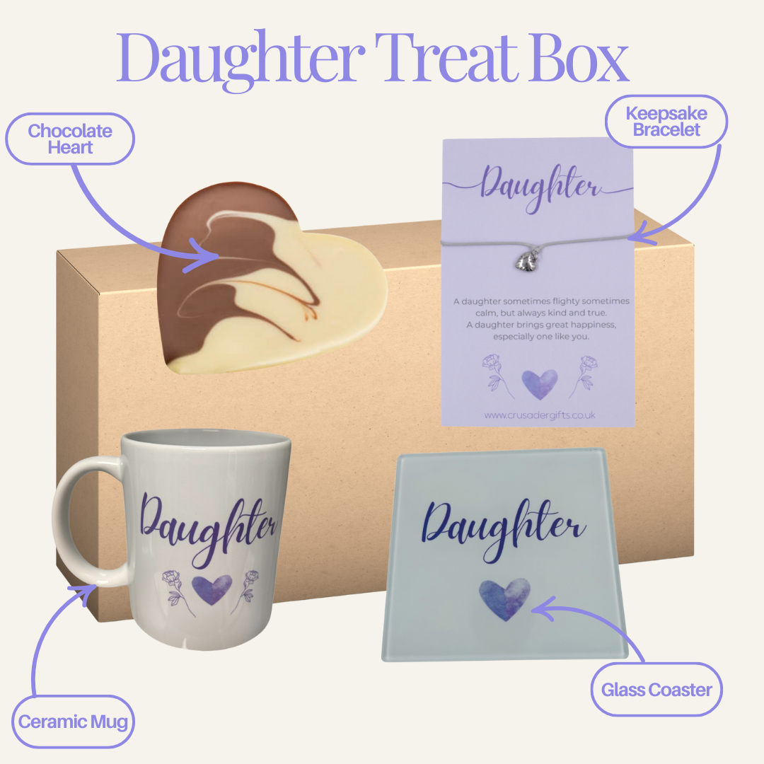 Daughter Purple Heart Tea & Sweet Treat Gift Box