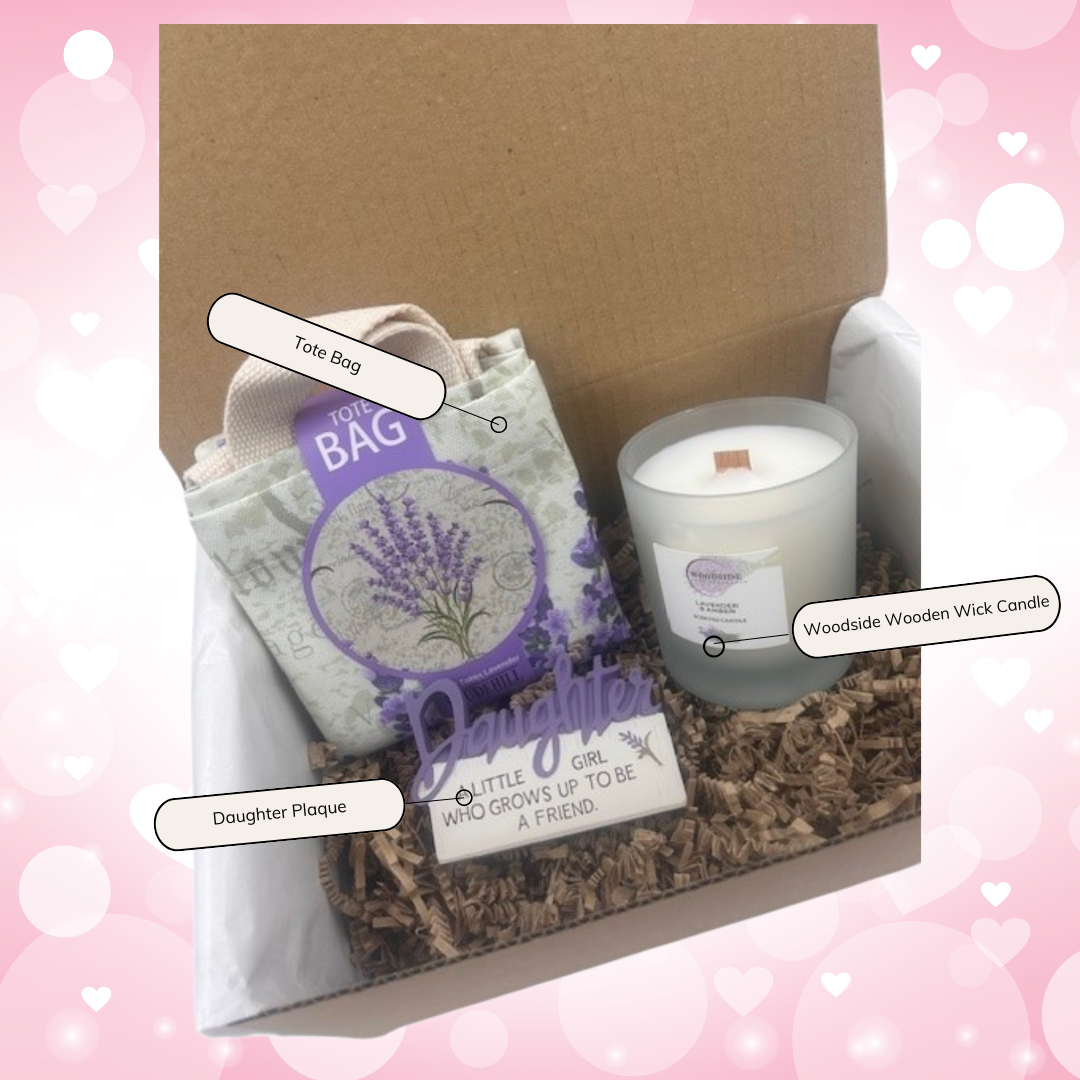 Daughter - Lavender Home Fragrance Candle Treat Box Hamper - Labelled