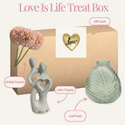 Love Is Life Figurine & Green Vase & Flowers Treat Box Gift Wedding Anniversary