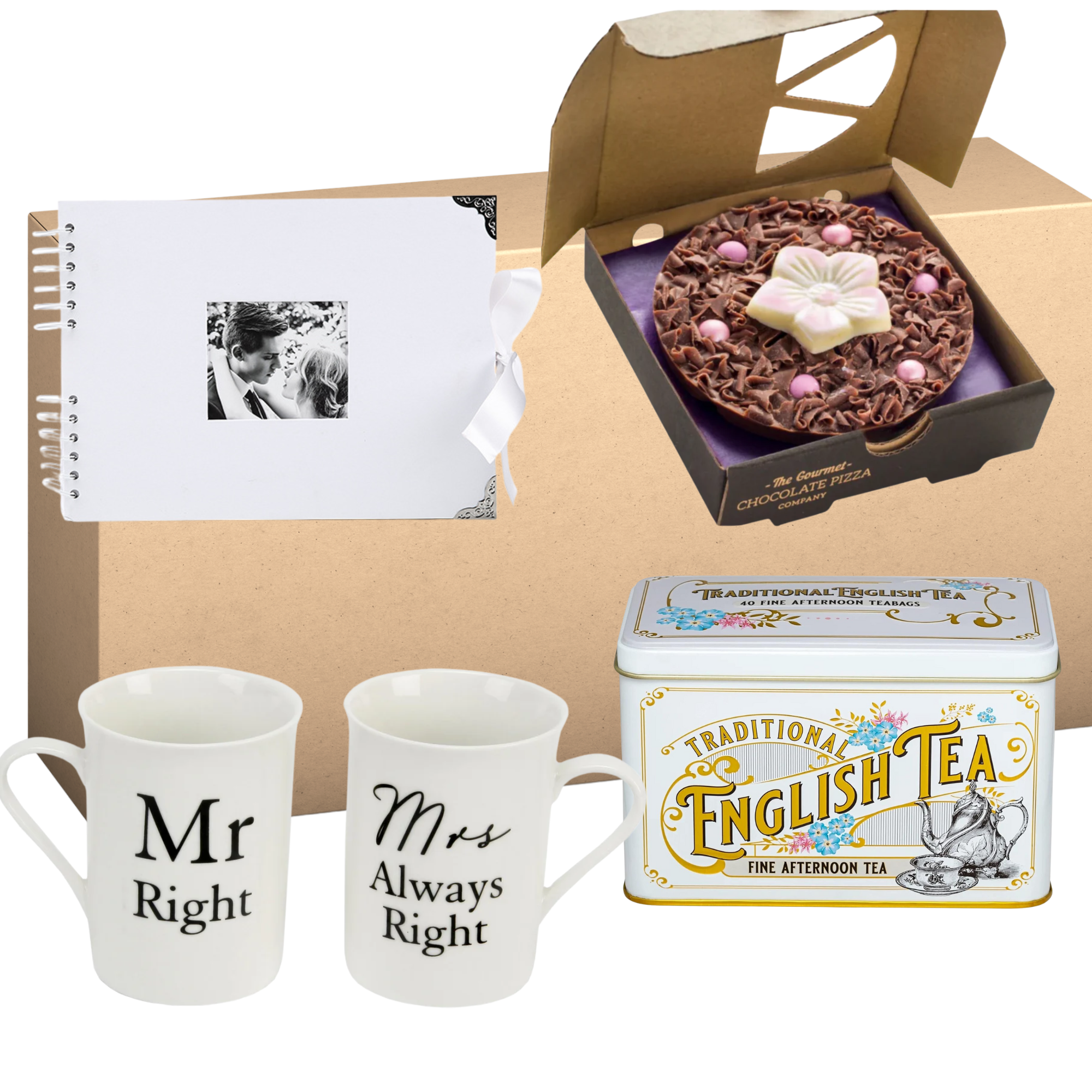 Couple Gift Engagement Wedding Anniversary - Mug & Tea White Gift Treat Box