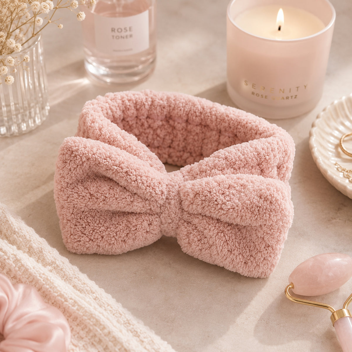 Pink Fluffy Bow Headband