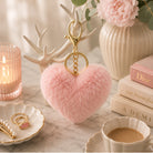 Pink Fluffy Heart Keyring