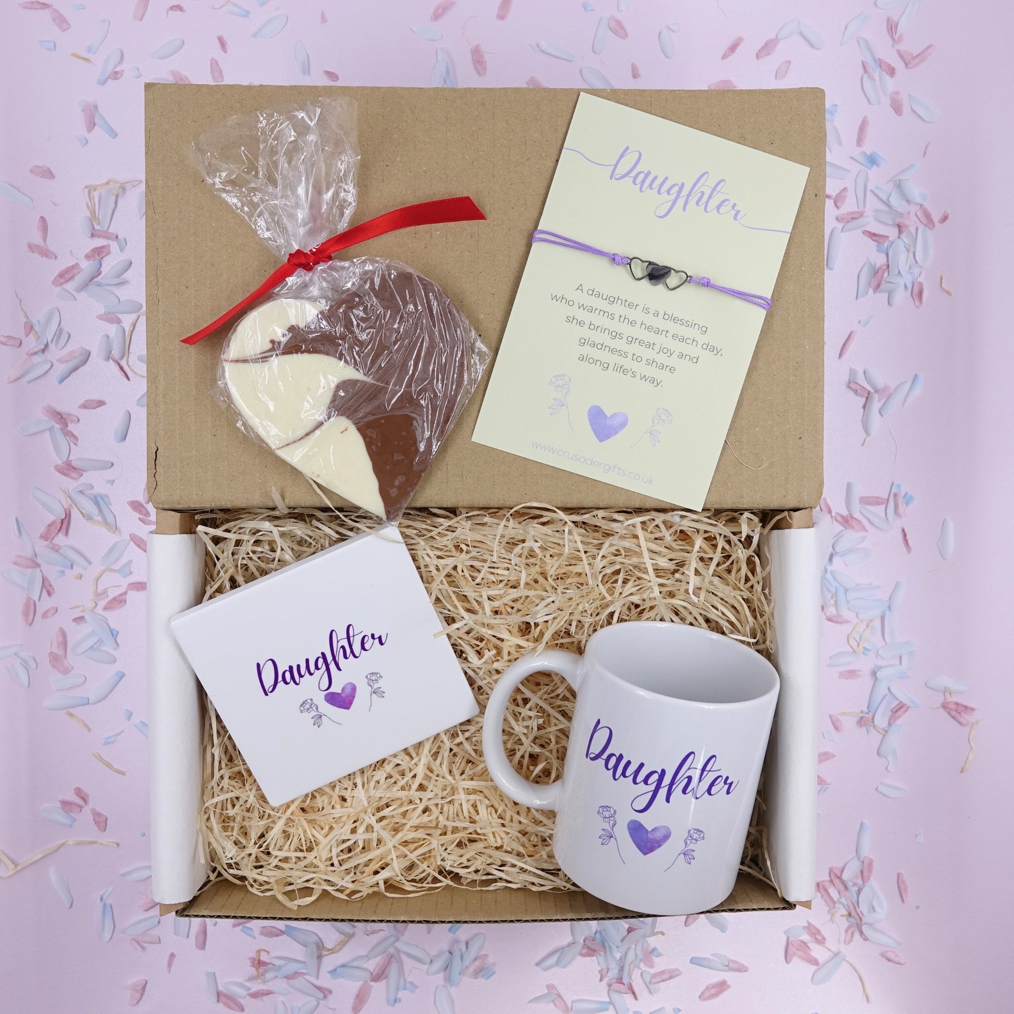 Daughter Purple Heart Ceramic Mug & Tea Gift Treat Box