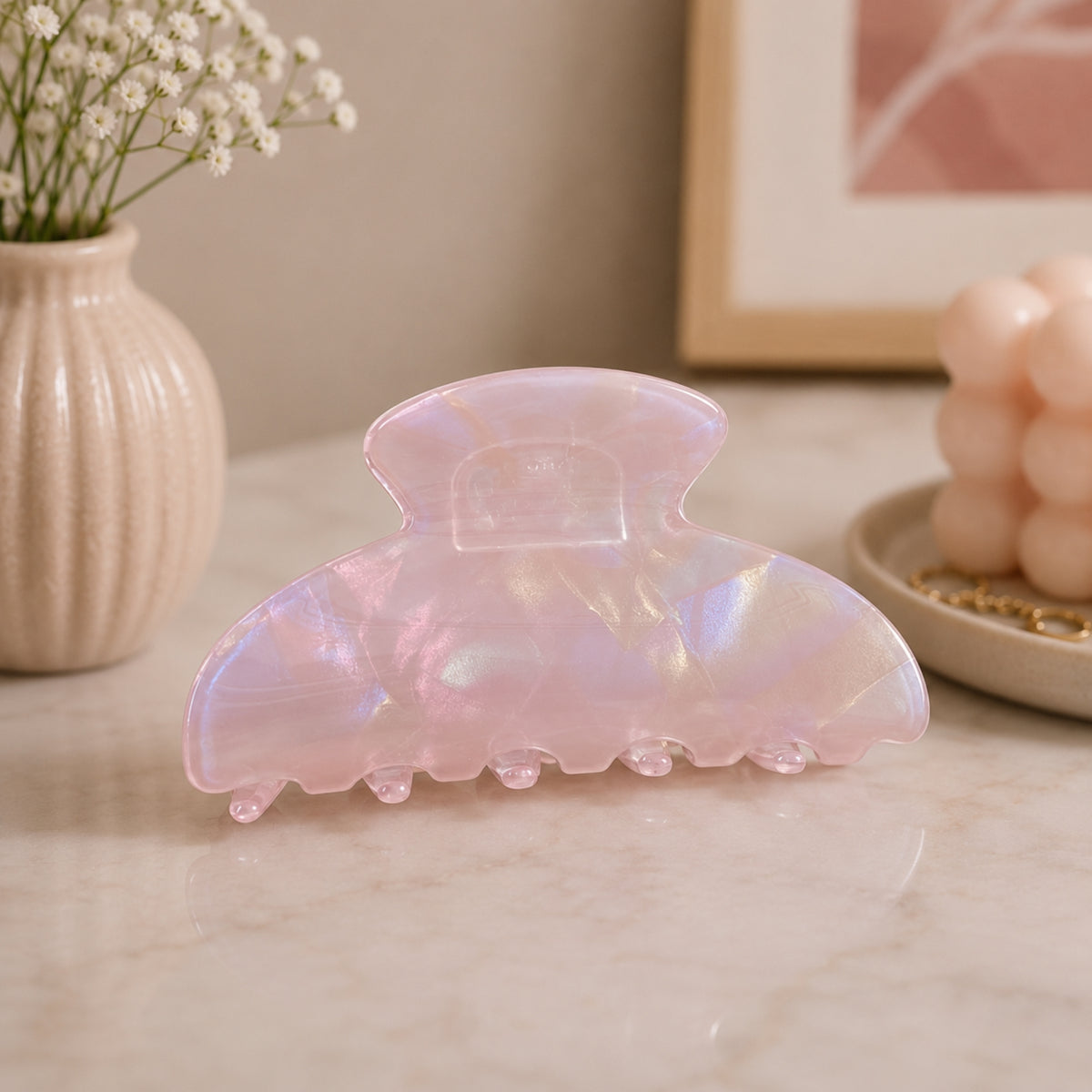 Pink Lustre Claw Clip